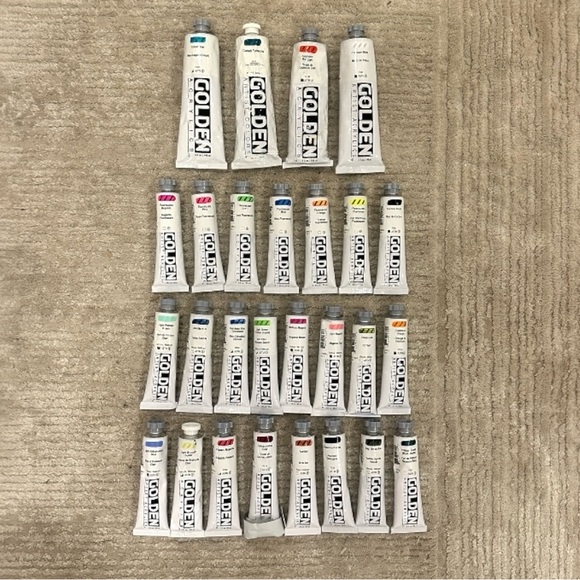 Art Supply Set Golden Heavy Body Paint Lot of 27 with Brushes, Canvas, Sta-Wet - Picture 15 of 16